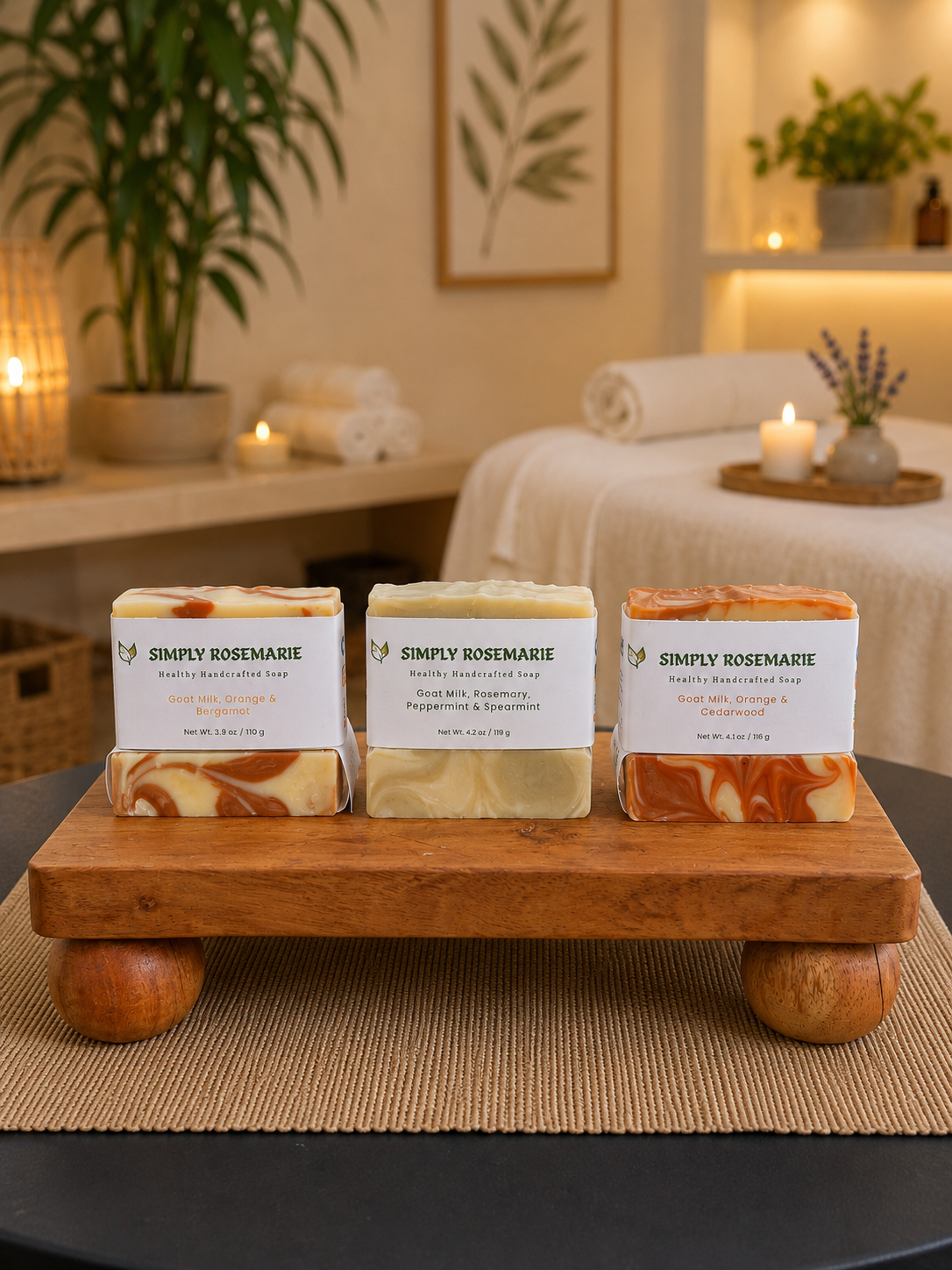 Bundle 3 Pack of – Rosemary, Peppermint & Spearmint; Orange & Cedarwood; Orange & Bergamot Goat Milk Soaps