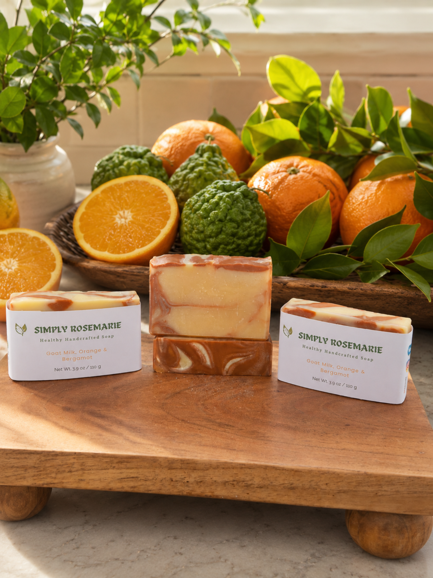 Handcrafted Goat Milk, Orange & Bergamot soap bars by Simply RoseMarie

