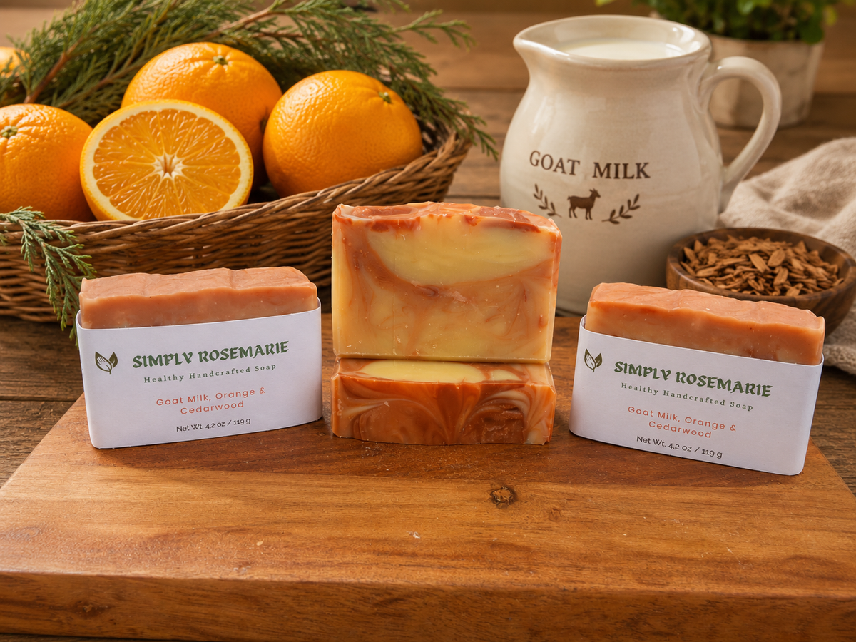 Handcrafted Goat Milk, Orange & Cedarwood soap bar by Simply RoseMarie