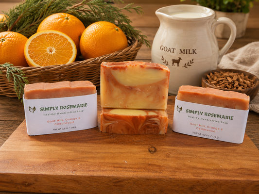 Handcrafted Goat Milk, Orange & Cedarwood soap bar by Simply RoseMarie