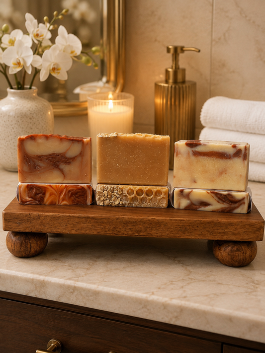 Bundle 3 Pack of  – Goat Milk, Orange & Cedarwood; Honey & Oatmeal, Tallow Unscented; Orange& Bergamot.